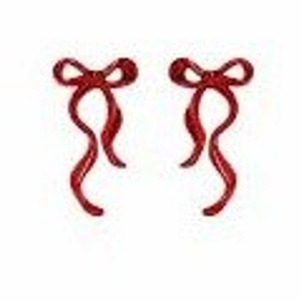 Red Ribbon Bow Stud Earrings Women Christmas Holiday Coquette Jewelry Gift - Picture 4 of 4